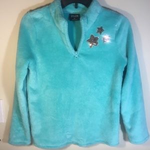 Zelos Girls Fleece 1/4 Zip pullover aqua cozy XL